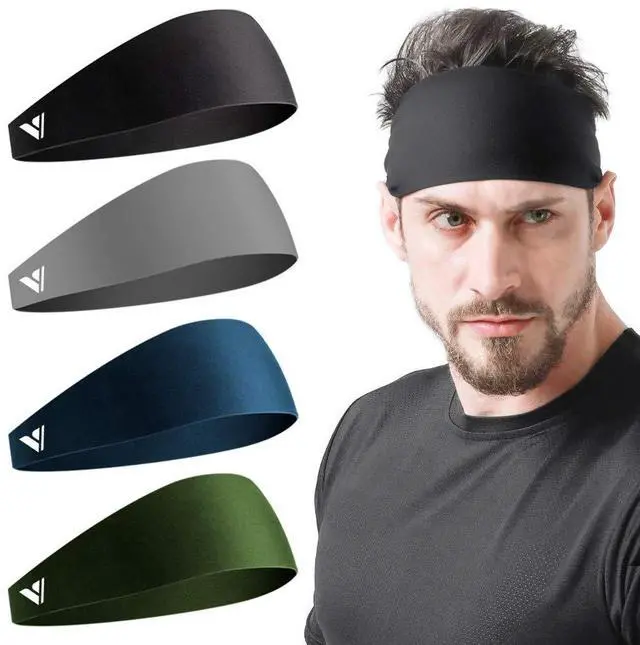 Main image of Running Headbands for Men Sweatbands Sports Sweat Bands Mens Workout Thin Fitness Gym Yoga 4 Pack