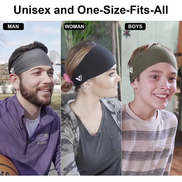 Alt view image 6 of 7 - Running Headbands for Men Sweatbands Sports Sweat Bands Mens Workout Thin Fitness Gym Yoga 4 Pack