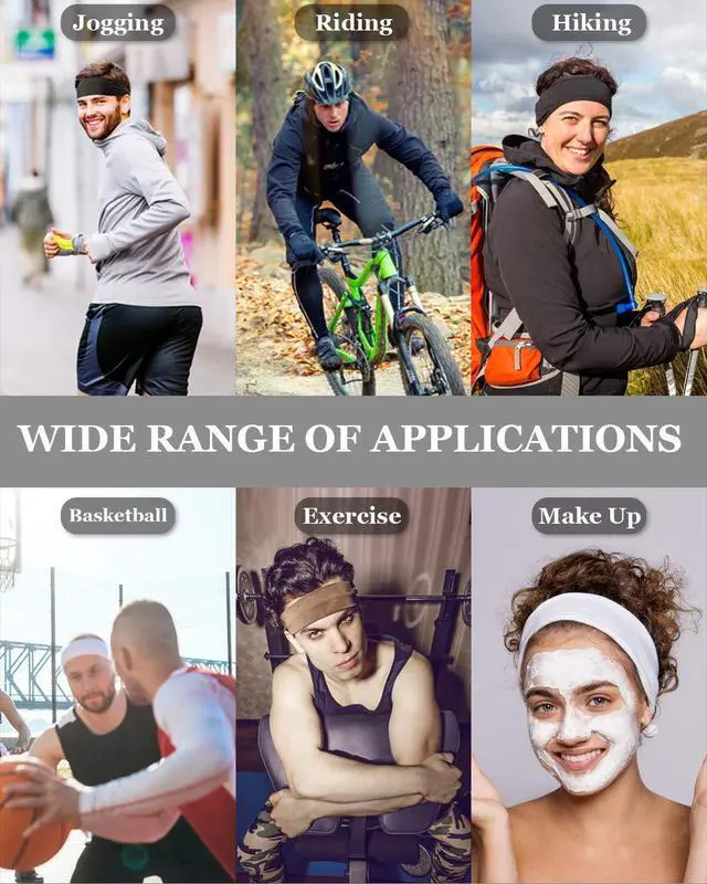 Alt view image 7 of 7 - Running Headbands for Men Sweatbands Sports Sweat Bands Mens Workout Thin Fitness Gym Yoga 4 Pack