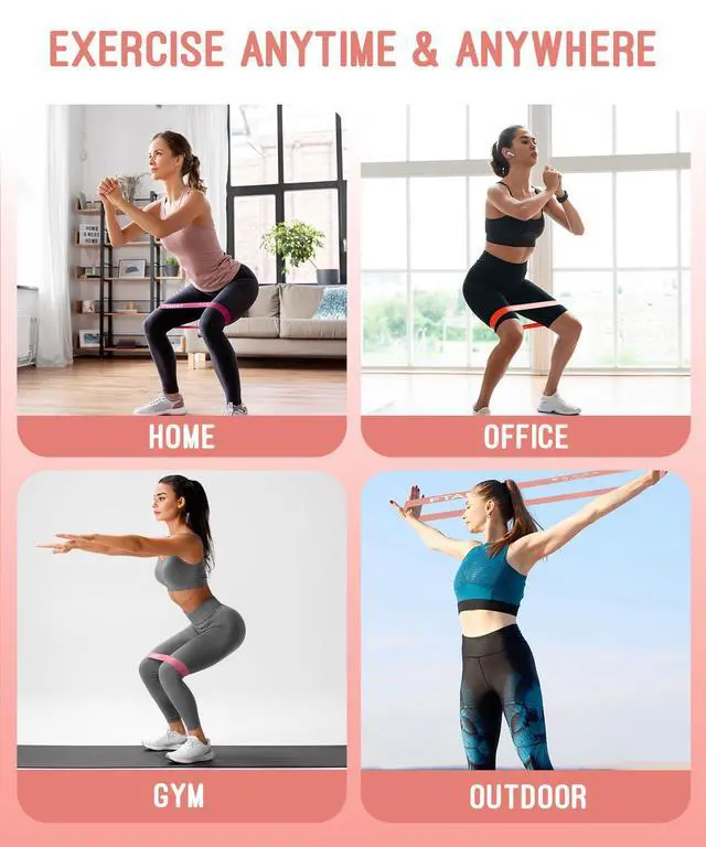 Alt view image 7 of 7 - Resistance Bands for Working Out, Exercise Bands with 5 Resistance Levels, Natural Latex Resistance Bands Designed for Home Fitness, Strength Training and Flexibility Exercises (Pink)