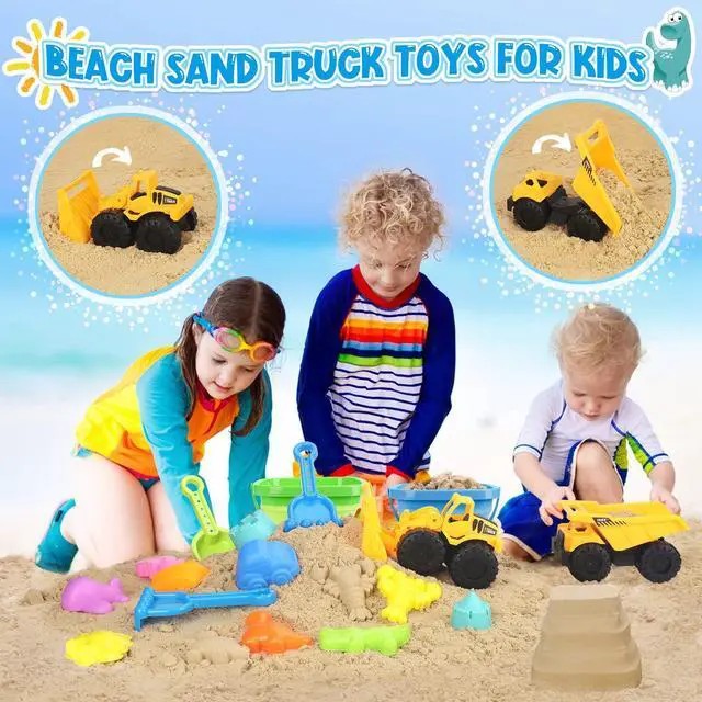 Alt view image 3 of 6 - Beach Toys with 2 Trucks, Collapsible Buckets for Kids Ages 3-12