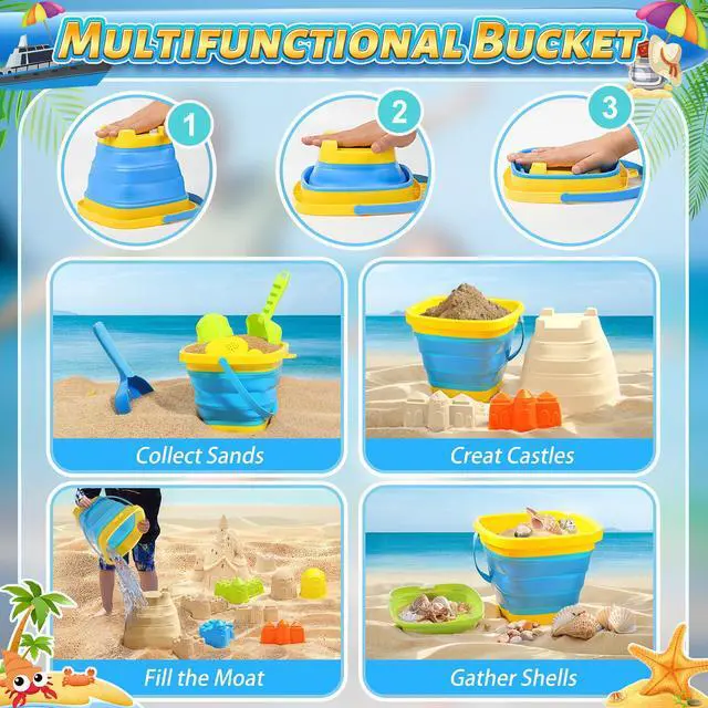 Alt view image 6 of 7 - Collapsible Beach Sand Toys for Kids, Sandbox Toys Summer Travel Essentials