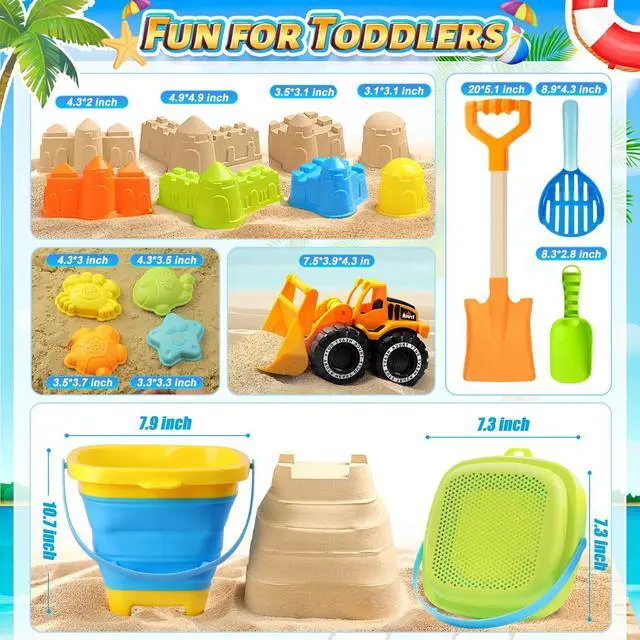 Alt view image 7 of 7 - Collapsible Beach Sand Toys for Kids, Sandbox Toys Summer Travel Essentials