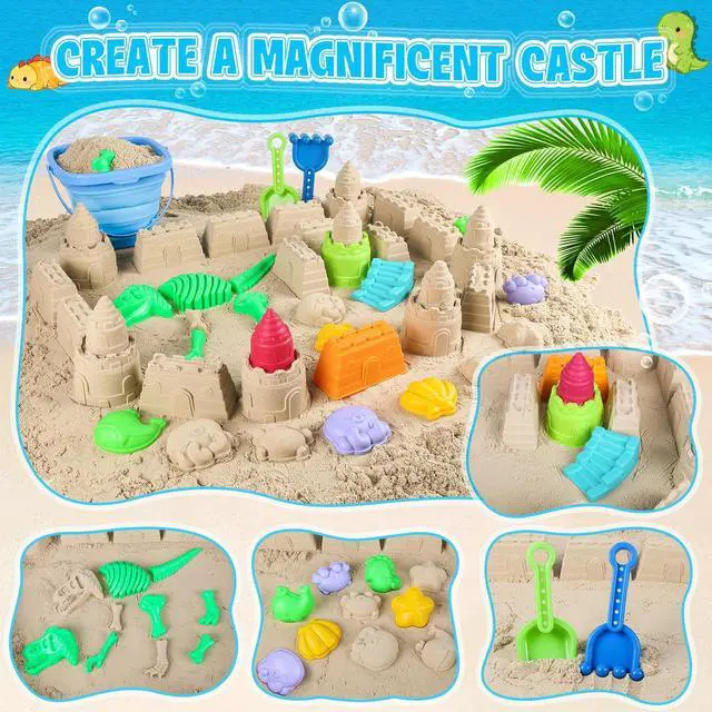 Alt view image 2 of 7 - Beach Toys with Sand Molds, Collapsible Bucket for Kids Ages 3-12