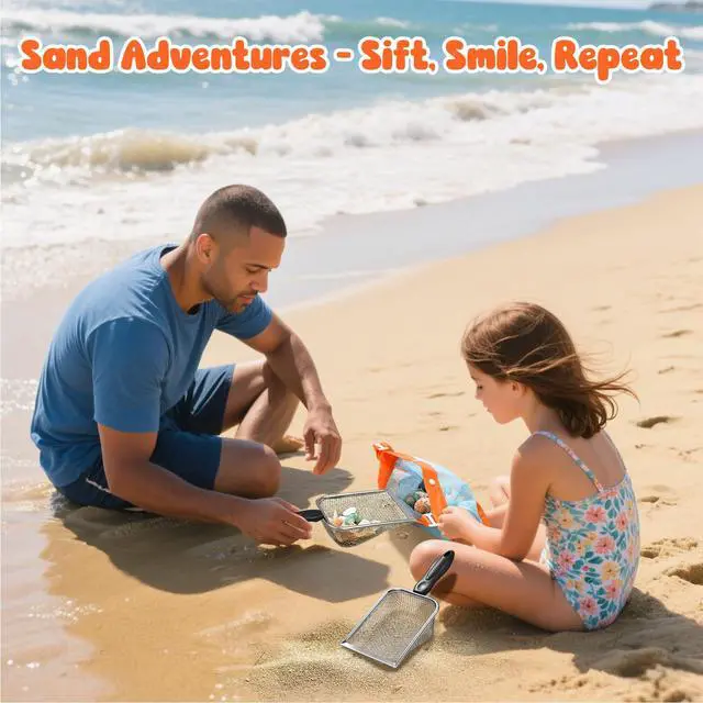 Alt view image 4 of 7 - 2 PCS Beach Mesh Shovel Sand Sifters with 2 PCS Mesh Beach Bag