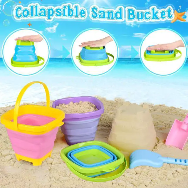 Alt view image 5 of 7 - Collapsible Beach Toys, 3 Silicone Sand Buckets for Kids Ages 3-10