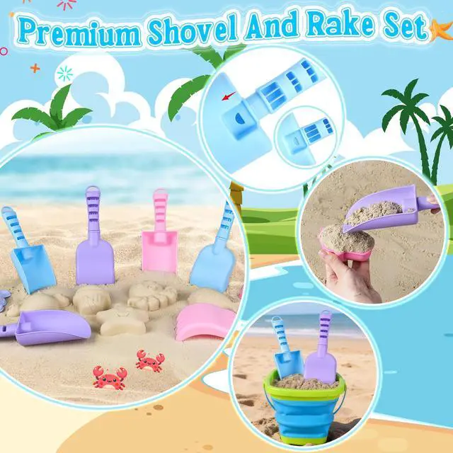 Alt view image 3 of 7 - Collapsible Beach Toys, 3 Silicone Sand Buckets for Kids Ages 3-10