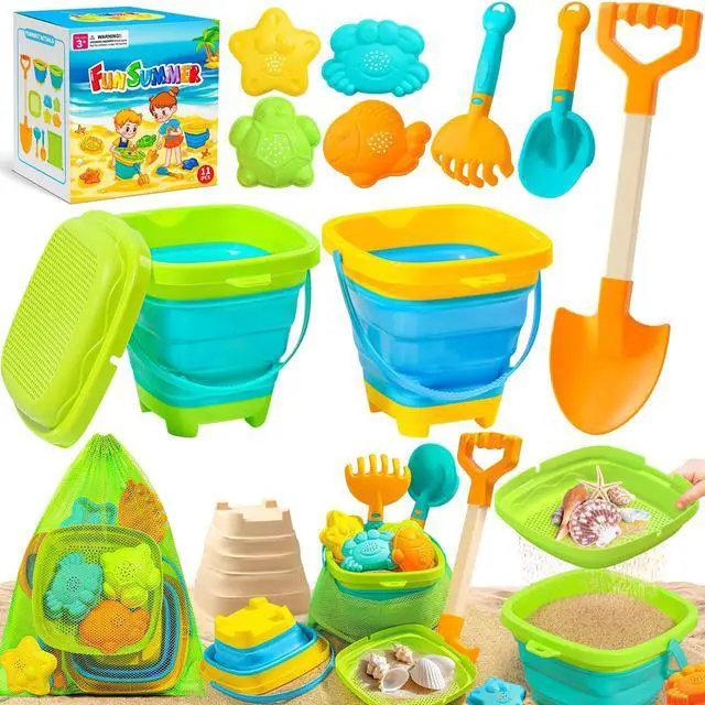 Main image of Collapsible Beach Sand Toys for Kids Toddlers, Collapsible Sand Bucket