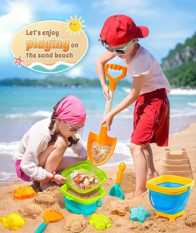 Alt view image 2 of 7 - Collapsible Beach Sand Toys for Kids Toddlers, Collapsible Sand Bucket