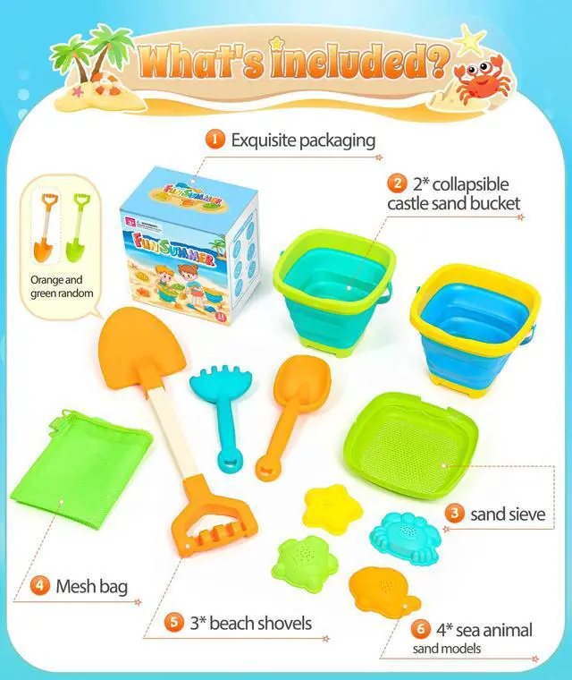 Alt view image 7 of 7 - Collapsible Beach Sand Toys for Kids Toddlers, Collapsible Sand Bucket