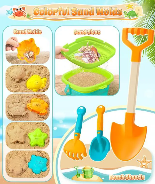 Alt view image 6 of 7 - Collapsible Beach Sand Toys for Kids Toddlers, Collapsible Sand Bucket