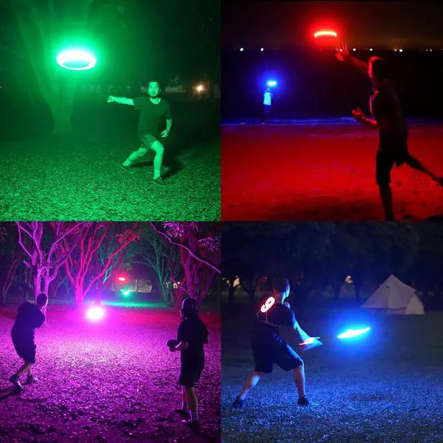 Alt view image 4 of 5 - Flying Disc - 108 RGB Multicolor LEDs, Super Bright, Smart Modes, Cool Valentine Easter Gift, Camping Toy for Kid/Teen/Adult, Auto Light Up, Rechargeable, Waterproof, 175g
