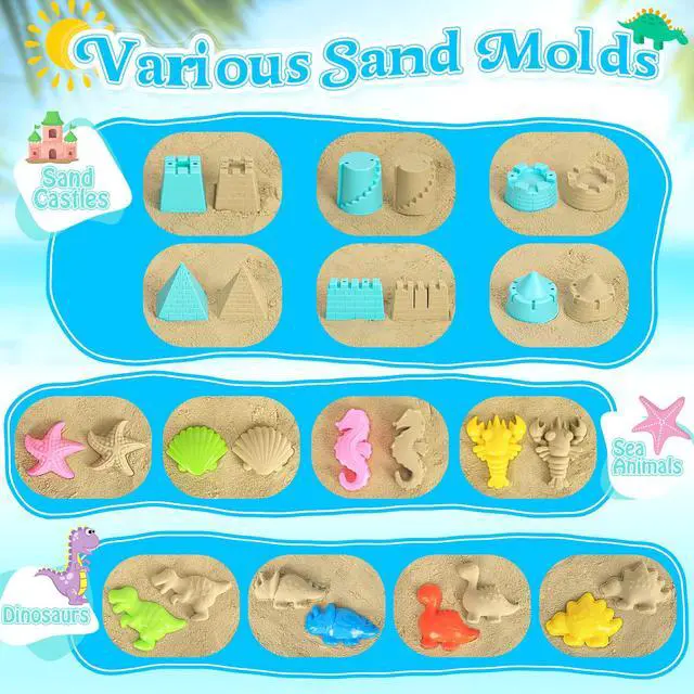Alt view image 5 of 7 - Beach Toys with Collapsible Bucket, Sand Castle Kit for Kids 3-12