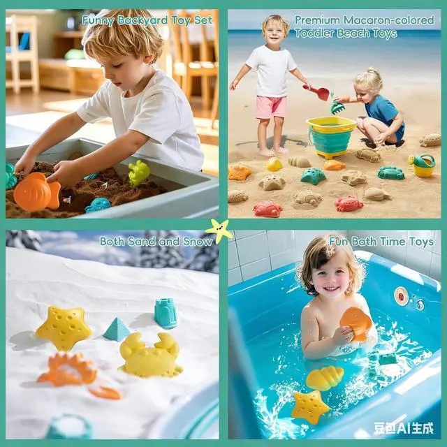 Alt view image 4 of 7 - Beach Toys for Kids 12 PCS - Collapsible Sand Toys Set for Toddlers