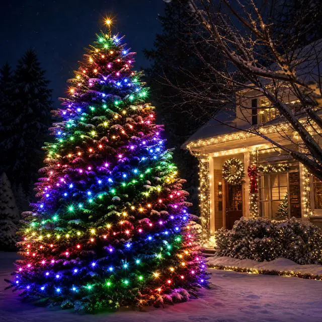 Alt view image 6 of 7 - Smart Christmas String Lights, 98FT 300 LED RGB Color Changing String Lights with Remote & App Controlled, Halloween Decorations for Indoor Outdoor Holiday Xmas Tree Party Decor