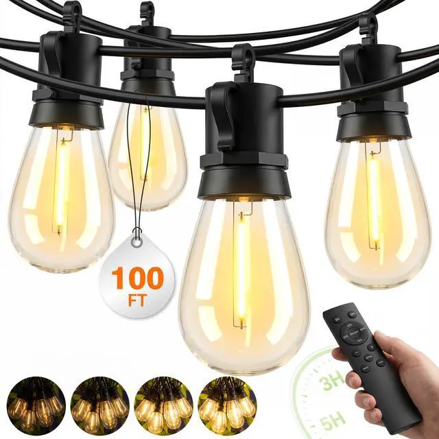 Main image of Outdoor String Lights Patio Light - 100Ft Outside Waterproof Dimmable Bulbs