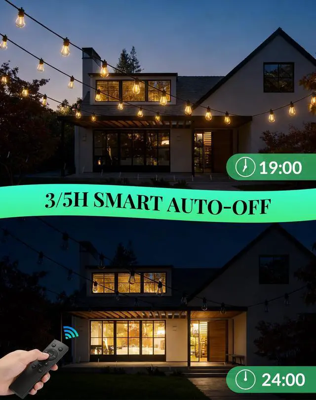 Alt view image 5 of 7 - Outdoor String Lights Patio Light - 100Ft Outside Waterproof Dimmable Bulbs