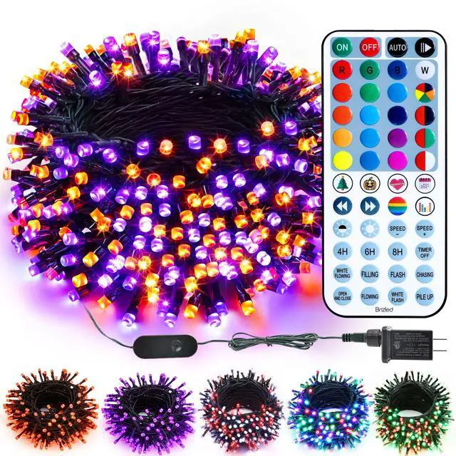 Main image of Halloween Lights Outdoor, Orange Purple Tree Lights, 200 LED, 66 ft