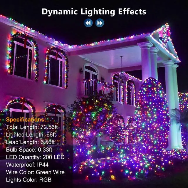 Alt view image 6 of 7 - Halloween Lights Outdoor, Orange Purple Tree Lights, 200 LED, 66 ft