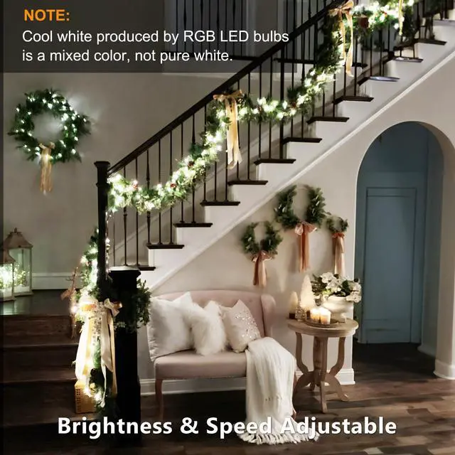 Alt view image 5 of 7 - Halloween Lights Outdoor, Orange Purple Tree Lights, 200 LED, 66 ft