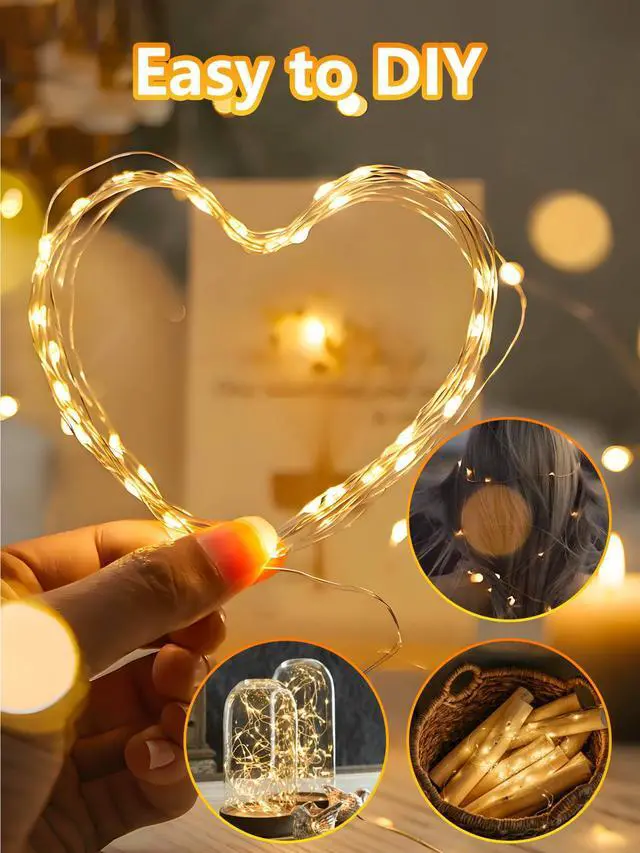 Alt view image 3 of 4 - 4 Pack Fairy Lights Battery Operated with Remote 33FT 100 LED Warm White
