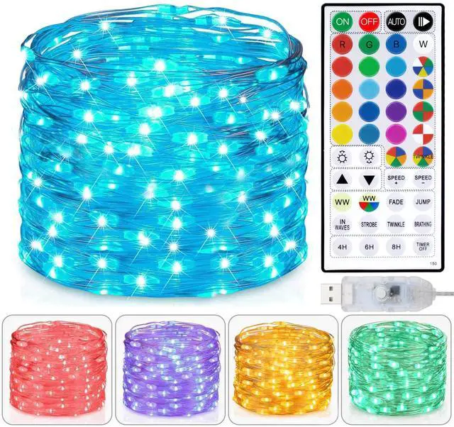 Main image of Fairy Lights USB Plug in 33ft 100LEDs with Remote, Warm White 20 Color Changing Light Twinkle Firefly String Lights for Bedroom Party Wedding Christmas Tapestry, Multicolor Colors