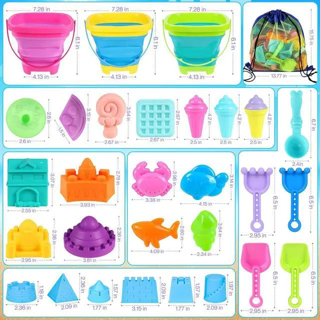 Alt view image 6 of 7 - Beach Toys with Collapsible Buckets, Ice Cream Castle for Kids 3-12