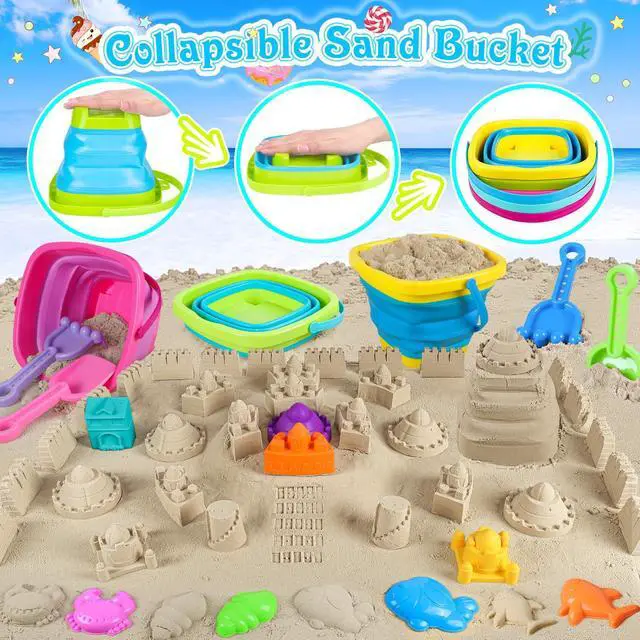 Alt view image 2 of 7 - Beach Toys with Collapsible Buckets, Ice Cream Castle for Kids 3-12