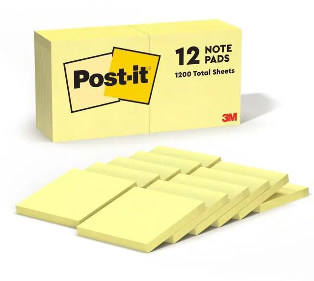 Main image of Notes, 3 x 3 in, The Iconic Canary Yellow Note, 12 Pads