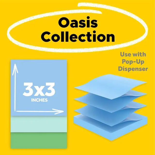 Alt view image 2 of 7 - Recycled Super Sticky Notes, 3 x 3 in, Oasis, 24 Pads