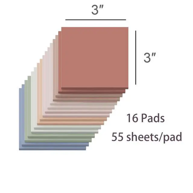 Alt view image 2 of 7 - (16 Pack) Sticky Notes 3x3, Vintage Colors, Sticky Pads, Recyclable