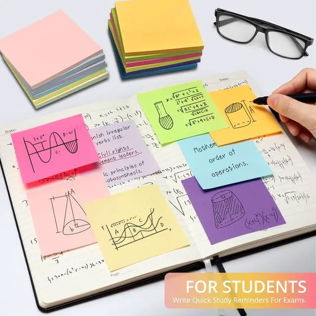 Alt view image 6 of 7 - 36 Pads Sticky Notes, 3x3 Inches, 12 Bright Colors, 50 Sheets/Pad