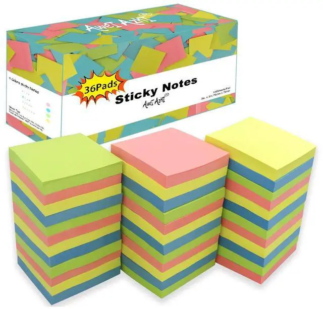 Main image of Sticky Notes 3x3, Self-Stick Notes 36 Pads, 100 Sheets/Pad Sticky Post
