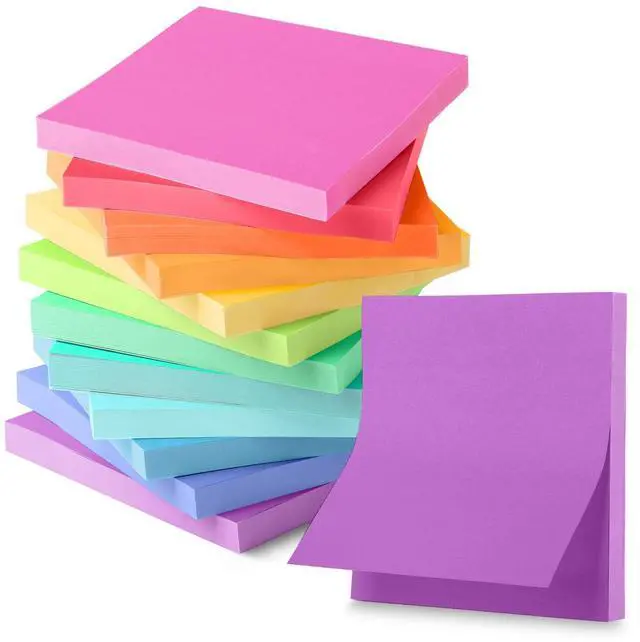 Main image of Sticky Notes, 3"x3", 12 Pads, 600 Sheets, Vibrant Colors