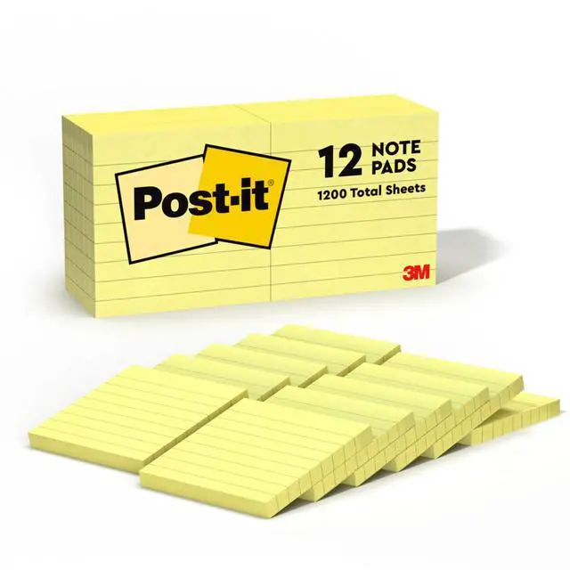 Main image of Notes, 3 x 3 in, The Iconic Canary Yellow Note, 12 Lined Pads