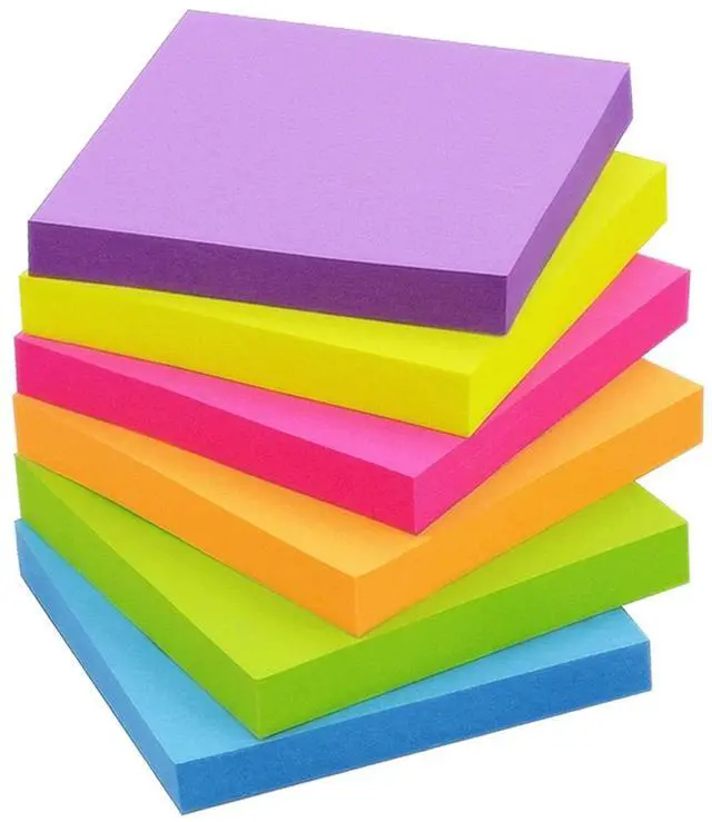 Main image of Sticky Notes 3x3 Inch, 6 Pack, Bright Colors, 100 Sheets/Pad, 600 Total