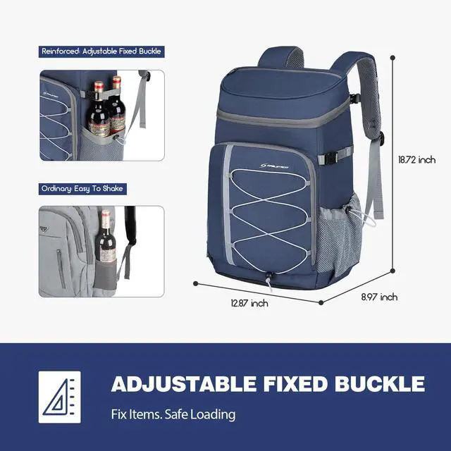 Alt view image 6 of 7 - 35 Can Insulated Cooler Backpack, Leakproof Soft Lunch Ice Bag