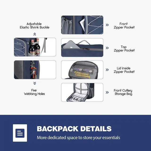 Alt view image 4 of 7 - 35 Can Insulated Cooler Backpack, Leakproof Soft Lunch Ice Bag