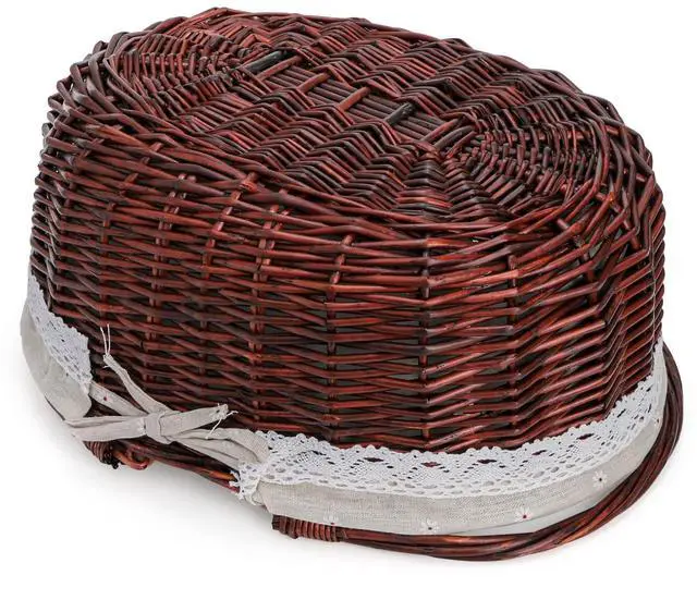 Alt view image 4 of 7 - Wicker Picnic Basket with Handle, Large Empty Gift Basket to fill, Open Top Market Harvest Baskets for Garden, Fruit, Candy, Wine, Egg Gathering, Wedding, Vegetables