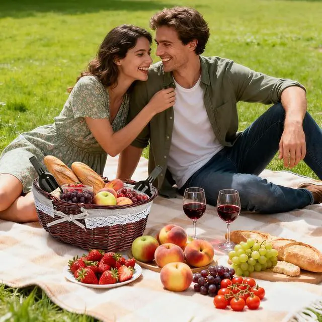 Alt view image 5 of 7 - Wicker Picnic Basket with Handle, Large Empty Gift Basket to fill, Open Top Market Harvest Baskets for Garden, Fruit, Candy, Wine, Egg Gathering, Wedding, Vegetables