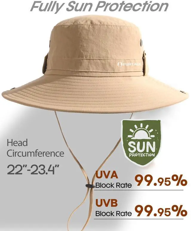 Alt view image 2 of 7 - Sun Hats for Men Fishing Hat UPF Protection Wide Brim Bucket Hat