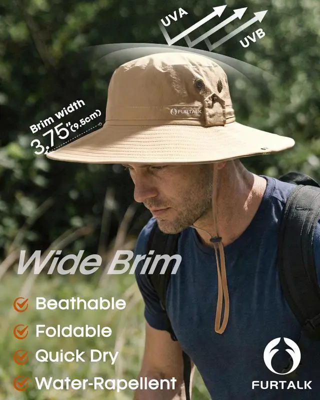 Alt view image 3 of 7 - Sun Hats for Men Fishing Hat UPF Protection Wide Brim Bucket Hat