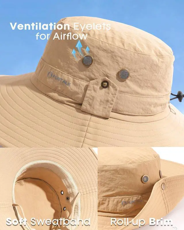 Alt view image 4 of 7 - Sun Hats for Men Fishing Hat UPF Protection Wide Brim Bucket Hat