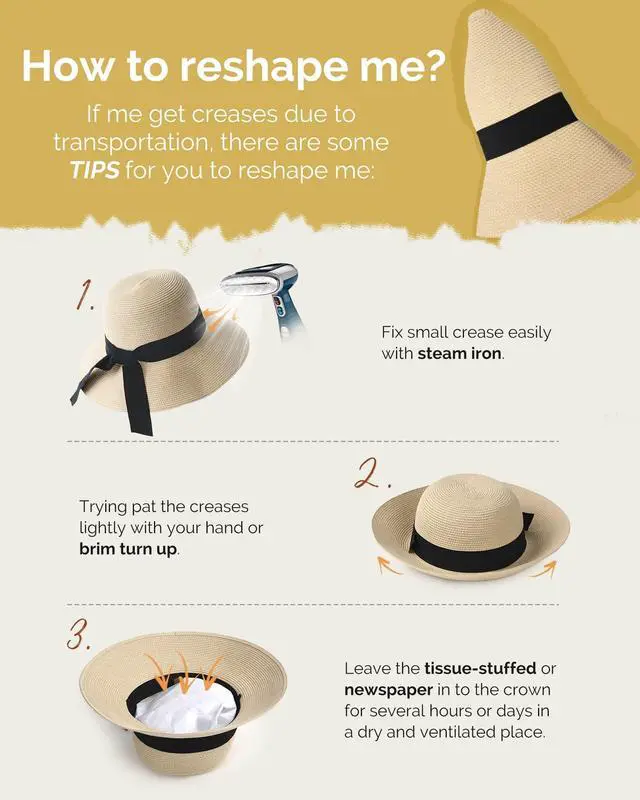 Alt view image 7 of 7 - Womens Beach Sun Straw Hat Wide Brim UV Protection Travel Hat