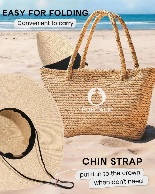 Alt view image 4 of 7 - Womens Sun Straw Hat Wide Brim Floppy Summer Beach Hats for Women
