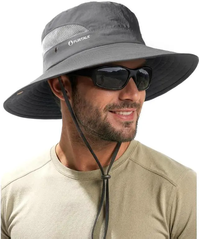 Main image of Mens Bucket Sun Hat UPF Protection Wide Brim Breathable Fishing Hat
