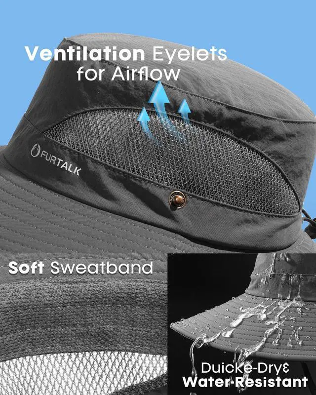 Alt view image 4 of 6 - Mens Bucket Sun Hat UPF Protection Wide Brim Breathable Fishing Hat
