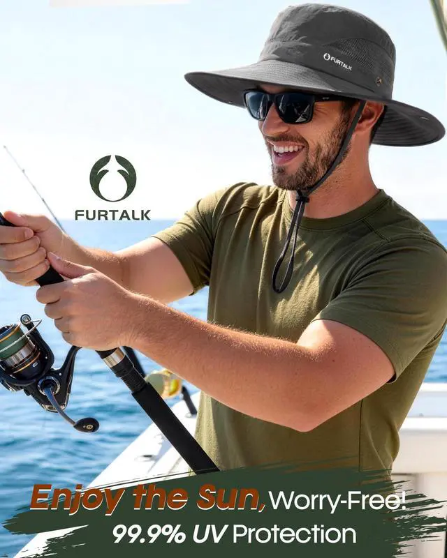 Alt view image 3 of 6 - Mens Bucket Sun Hat UPF Protection Wide Brim Breathable Fishing Hat