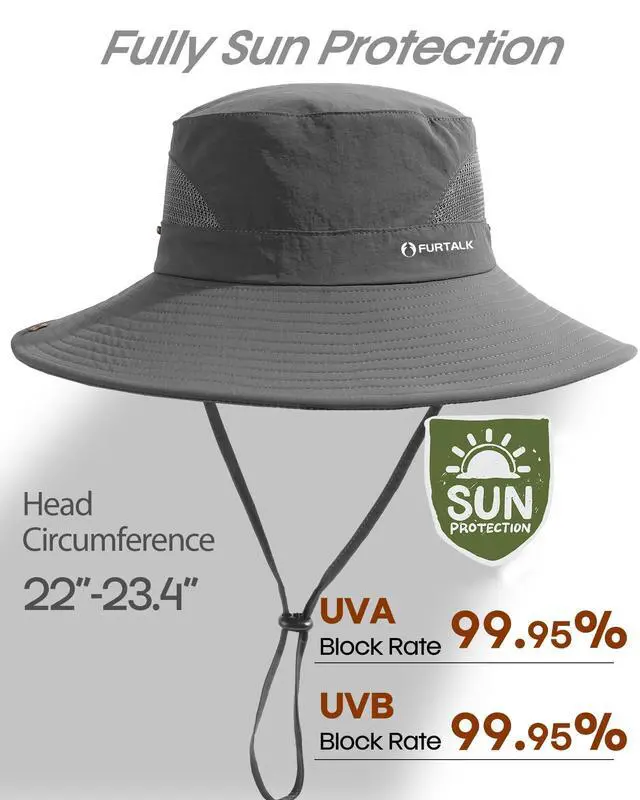 Alt view image 2 of 6 - Mens Bucket Sun Hat UPF Protection Wide Brim Breathable Fishing Hat