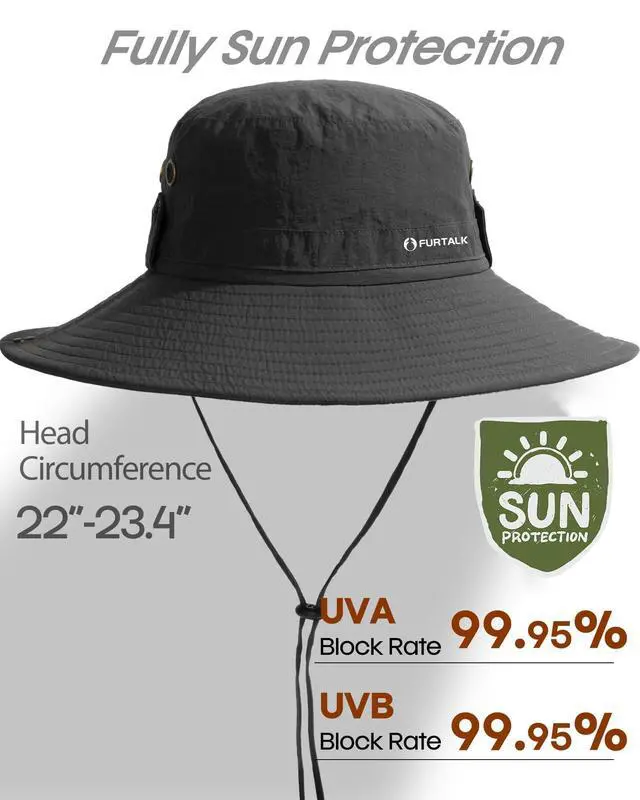 Alt view image 2 of 6 - Sun Hats for Men Fishing Hat UPF Protection Wide Brim Bucket Hat